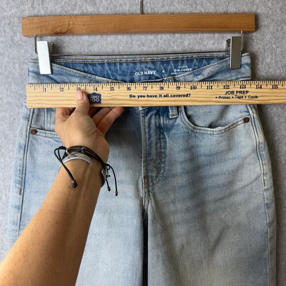 Old Navy High Rise Mom Jeans 27” Light Wash Relaxed Straight Leg Casual Boho New - Picture 5 of 13